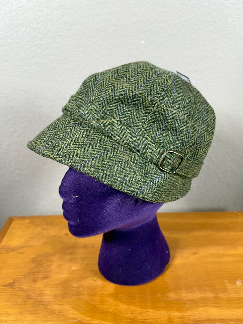 NWT Mucros Green Herringbone Wool Newsboy Cap